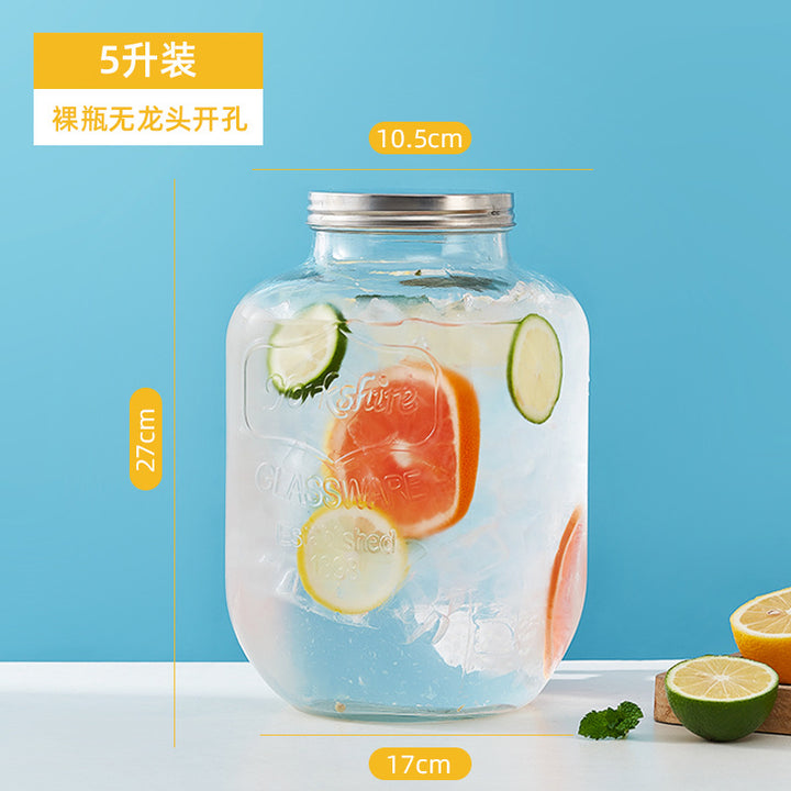 网红可乐酒炮 玻璃果汁鼎果汁罐 大容量饮料桶梅森罐酿酒瓶酵素桶