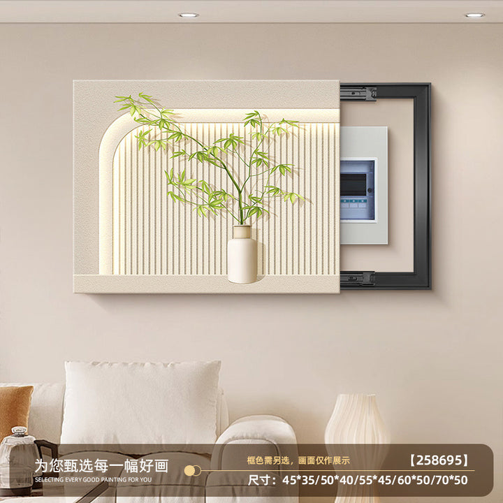 电表箱装饰画2025新款奶油风免打孔配电箱电盒子总闸开关遮挡挂画