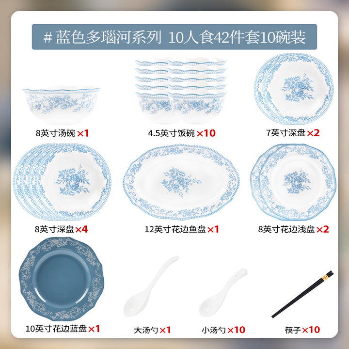 KANGMO Vintage Rose Underglaze Ceramic Set - Modern Minimalist Dining Set