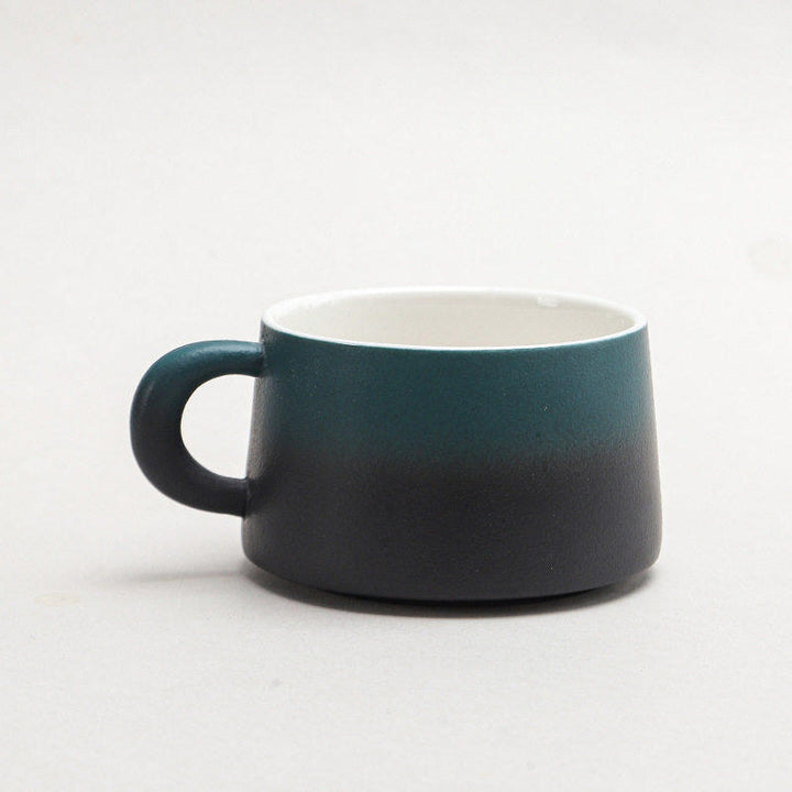 陶瓷咖啡杯碟套装高颜值粗陶渐变马克杯轻奢家用餐厅拉花杯水杯子