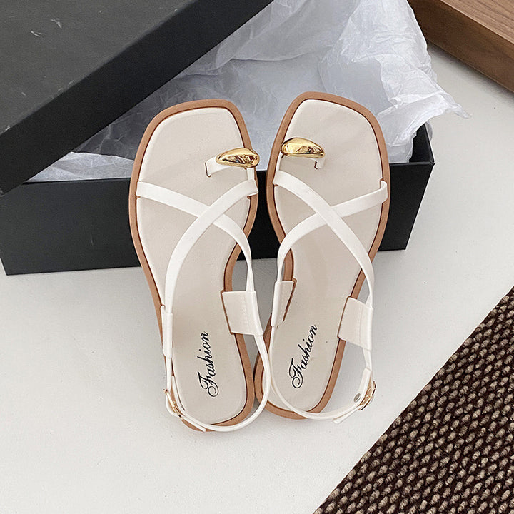 Women's Toe-Ring Flat Roman Sandals – Summer Casual Beach Slippers
