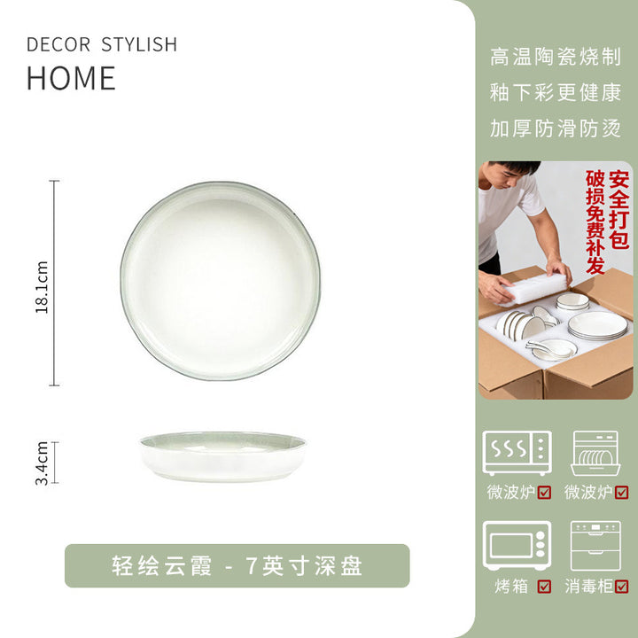 Underglaze Ceramic Home New Bowl Plate Set Tableware