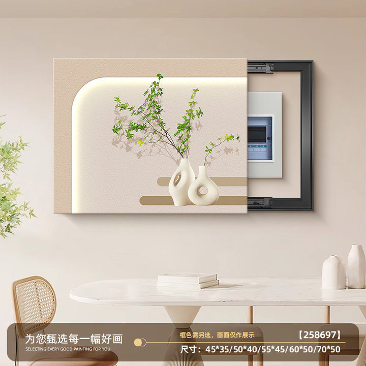 电表箱装饰画2025新款奶油风免打孔配电箱电盒子总闸开关遮挡挂画