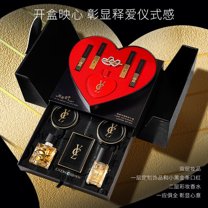 香茜儿奢金浪漫香水套装口红气垫情人节送老婆女朋友礼物彩妆礼盒