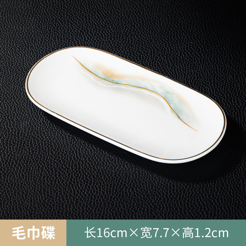 高档酒店摆台骨瓷餐具套装饭店会所私房菜包厢招待金边碗碟四件套