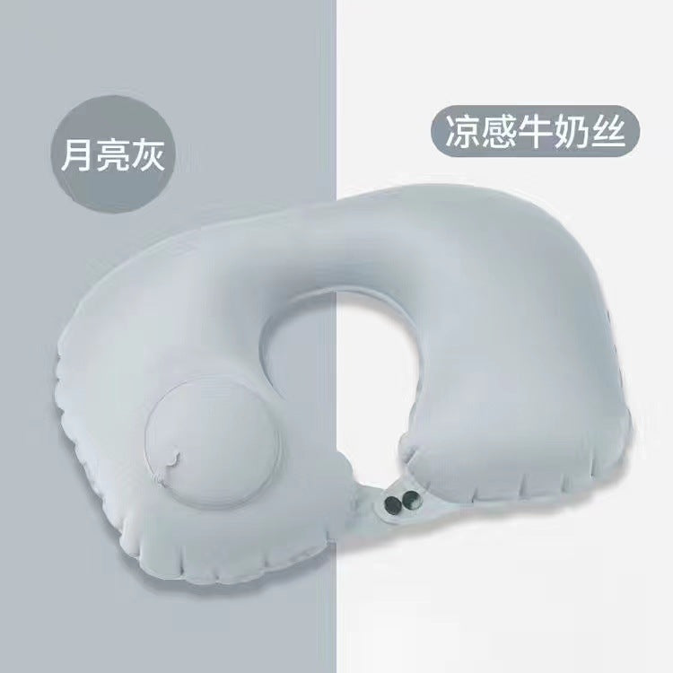充气u型枕便携护颈枕按压充气枕旅游三宝颈枕可收纳TPU飞机枕批发