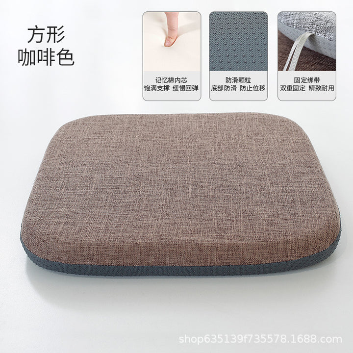 All Season Linen Memory Foam Seat Cushion Office Non Slip Student Thickened