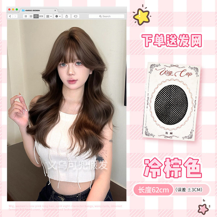 可兜假发女日常网红冷棕色长卷发lolita甜美自然逼真齐刘海jk全头