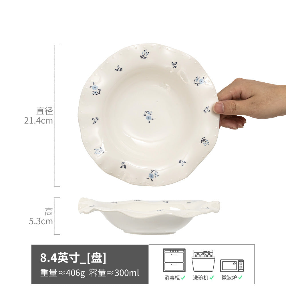 漂亮餐具盘子家用陶瓷餐盘法式高级感水果沙拉盘民宿酒店软装摆盘