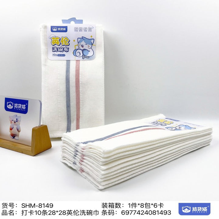 拾货猫洗碗巾刷锅擦厨房清洁用品刷锅批发家用洗碗印花洗碗巾