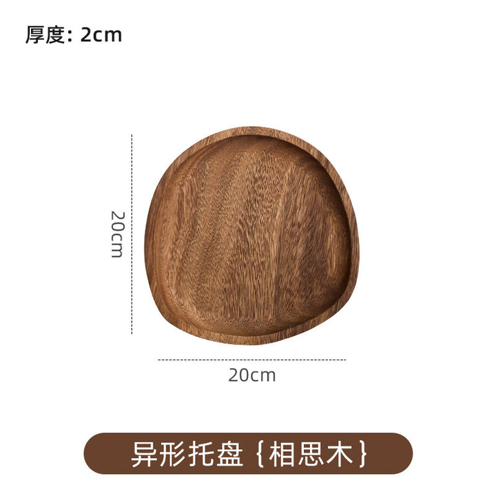 跨境胡桃木日式木托盘定制家用实木糕茶点小圆形盘茶盘餐具盘批发