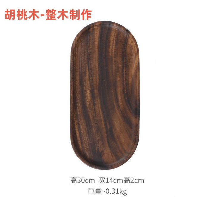 跨境胡桃木日式木托盘定制家用实木糕茶点小圆形盘茶盘餐具盘批发