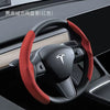 适用特斯拉ModelY3方向盘套 焕新翻毛皮方向盘套四季通用麂皮绒套
