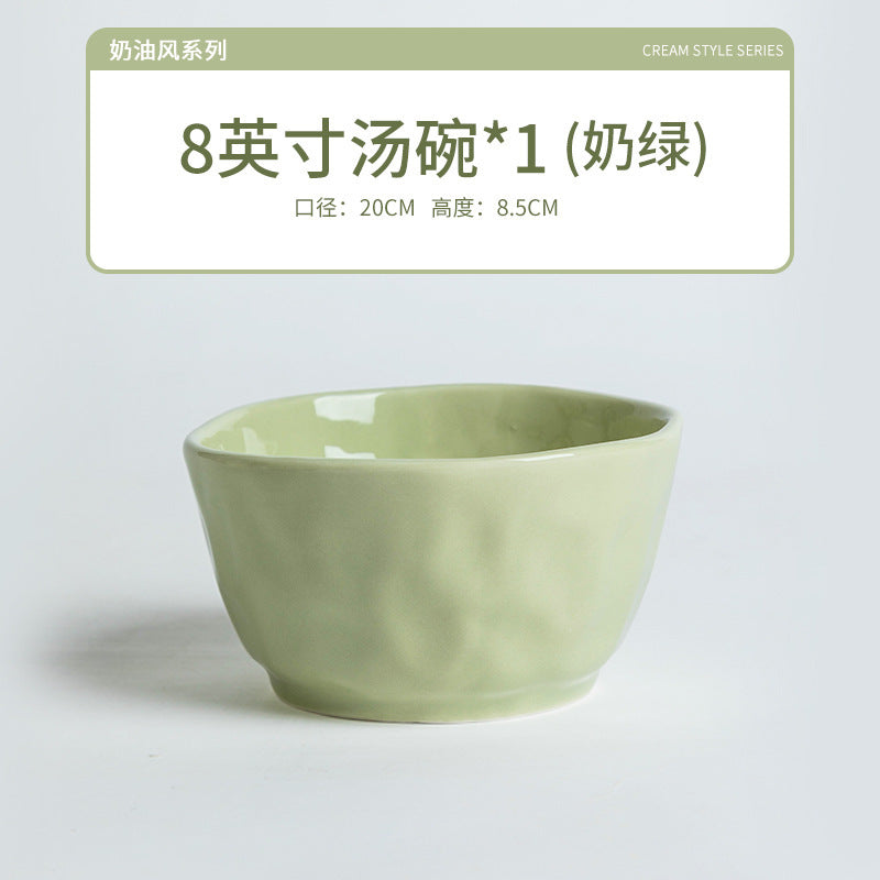 奶油风高颜值陶瓷餐具碗家用碗碟套装菜盘子自由DIY组合碗筷套装