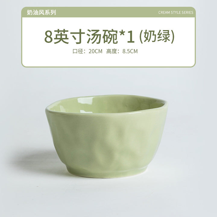 奶油风高颜值陶瓷餐具碗家用碗碟套装菜盘子自由DIY组合碗筷套装