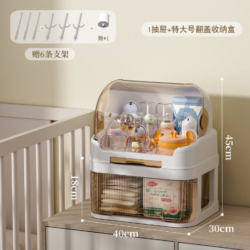 放宝宝奶瓶收纳盒装婴儿餐具碗筷辅食工具箱防尘沥水储物柜置物架
