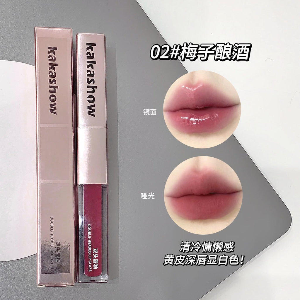 kakashow持妆双头唇釉哑光镜面水光质地柔雾口红两用唇釉唇彩