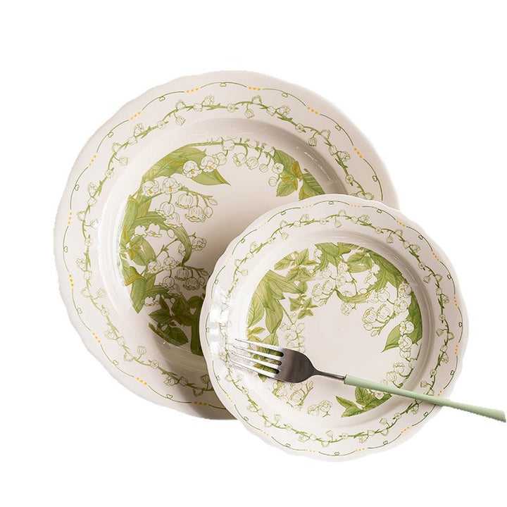 KANGMO Fresh Single Ceramic Tableware Set - Housewarming Bowls Plates & Chopsticks