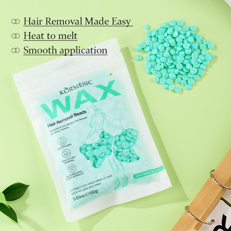 KORMESIC芦荟袋装脱毛蜡豆Hair removal beeswax温和去毛跨境批发