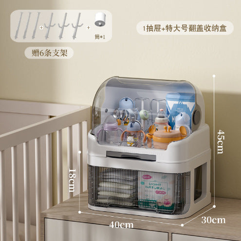 放宝宝奶瓶收纳盒装婴儿餐具碗筷辅食工具箱防尘沥水储物柜置物架