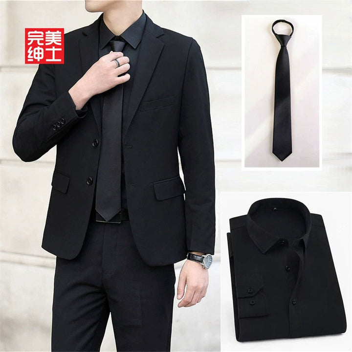 春秋季青年商务西服套装男士西装西裤三件套婚庆礼服新郎伴郎团体