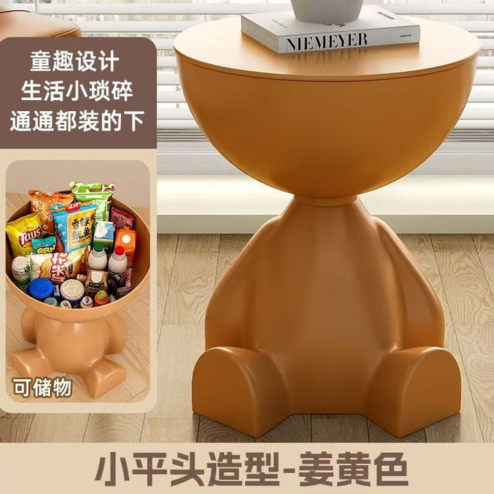 创意小平头茶几奶油风家用客厅沙发餐桌边床头小桌子小圆桌角几