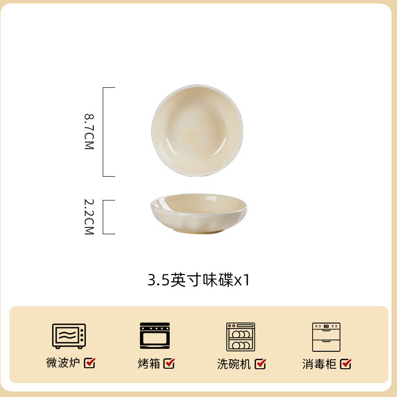 釉下彩奶油风陶瓷饭碗清新碗碟套装家用鱼菜盘汤碗面碗米饭碗