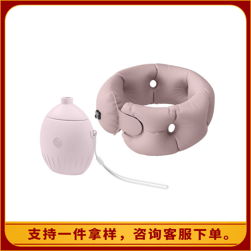 跨境u型充气颈枕便携旅行坐车飞机颈椎牵引器防低头u型枕厂家定制