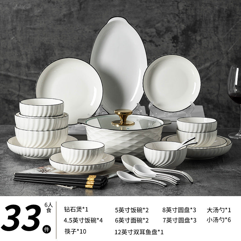 Round Ceramic Bowl & Plate Dinnerware Set – Simple High-End Tableware