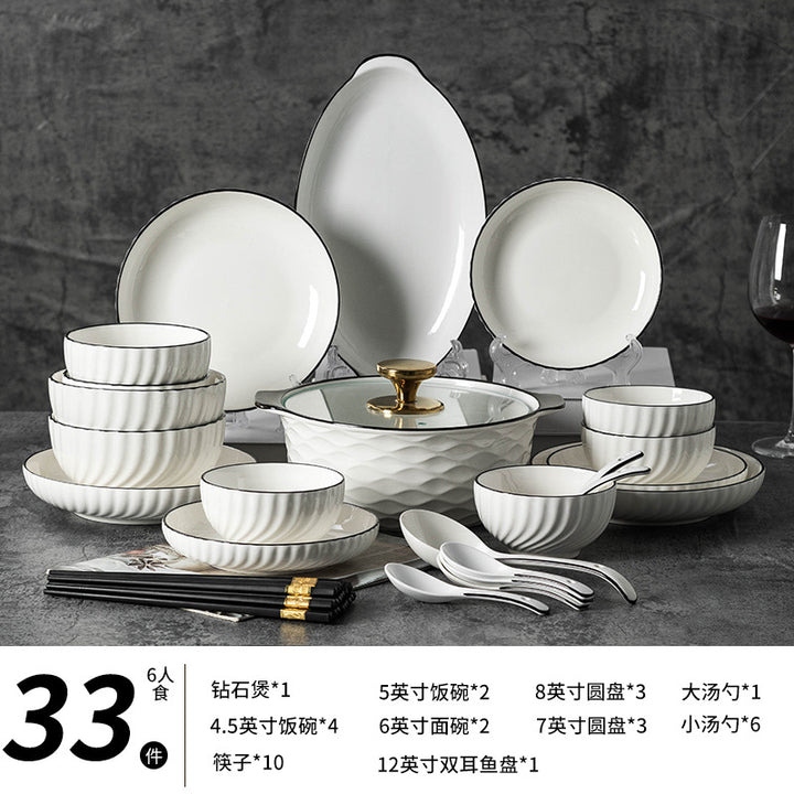 Round Ceramic Bowl & Plate Dinnerware Set – Simple High-End Tableware