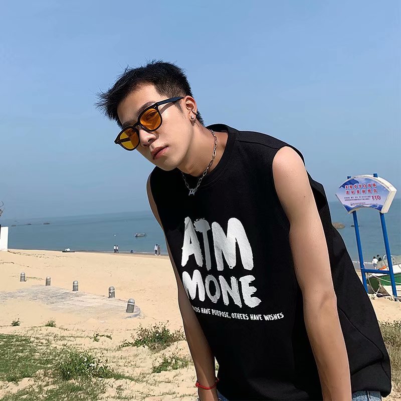 纯棉背心男夏季外穿宽松坎肩运动无袖t恤ins潮牌健身篮球潮流上衣