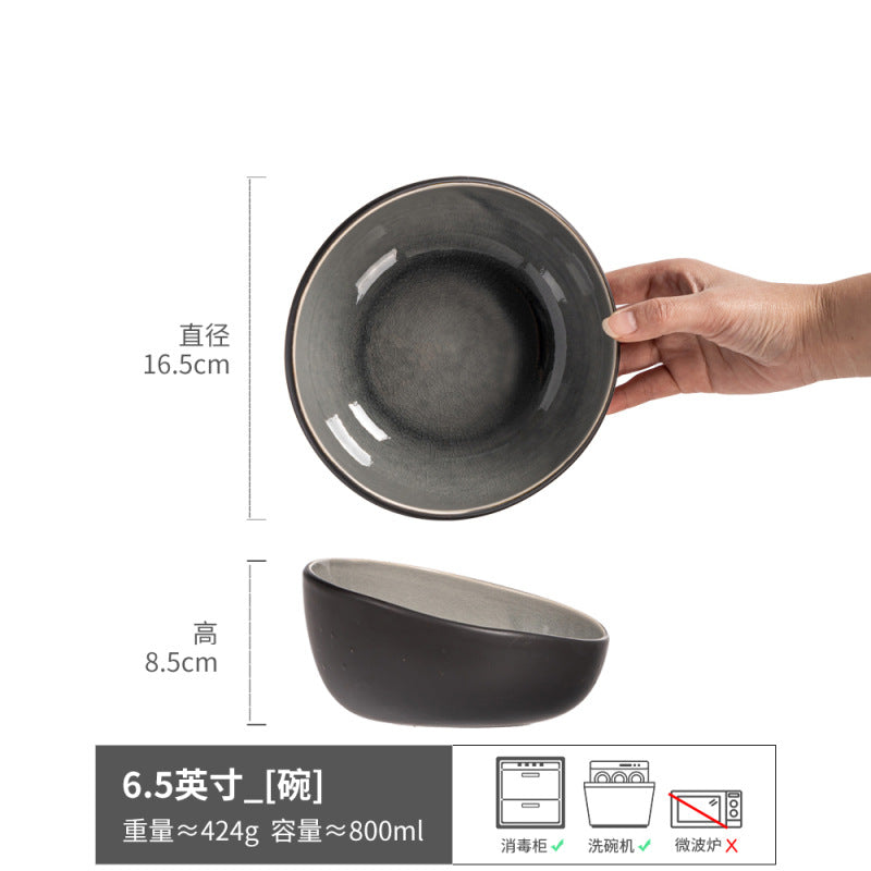 碗合集复古纯色陶瓷汤碗面碗圆形水果沙拉碗家用餐具批发复古菜碗
