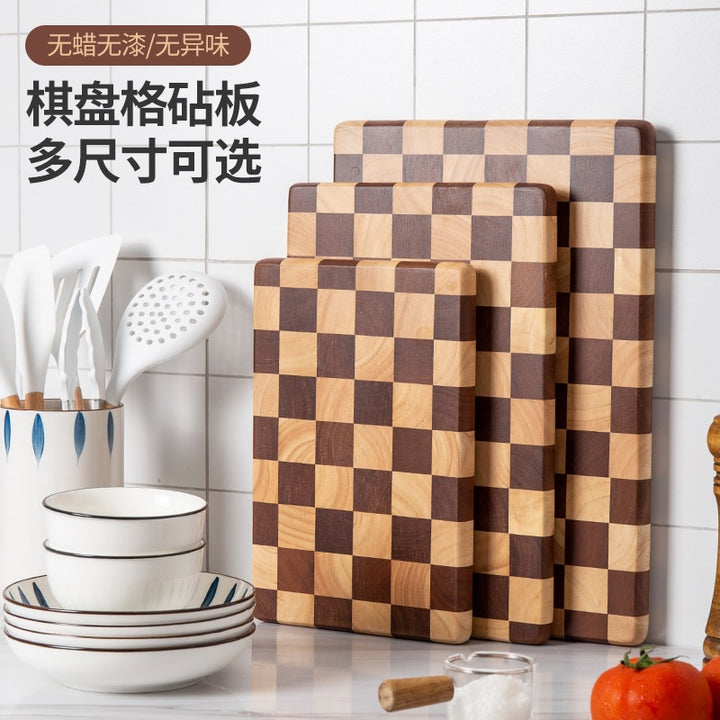 创意棋盘格菜板家用砧板马赛克切菜板厨房辅食粘板水果实木质案板