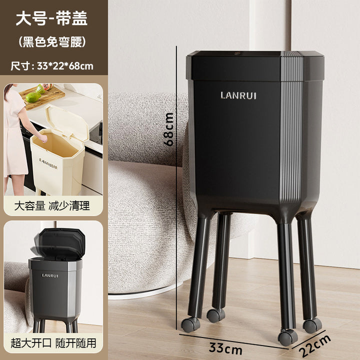 厨房高脚垃圾桶家用2026新款客厅大号大容量高档可移动收纳桶防臭