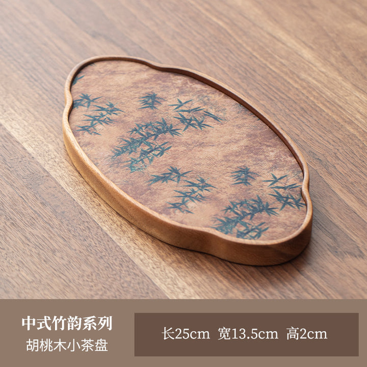 禾事北美胡桃木茶盘干泡台高档实木壶承带防水茶席茶垫复古茶盘