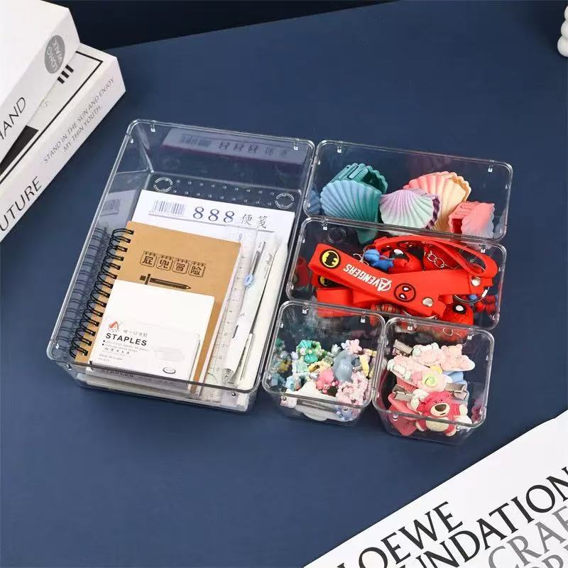 简约透色抽屉收纳盒跨境分隔家用杂物收纳整理桌面置物多功能塑料