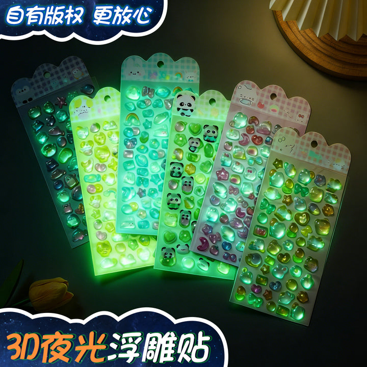 3 D Glow-in-Dark Crystal Diamond Stickers – Kids Cartoon Phone Case Decoration Stickers