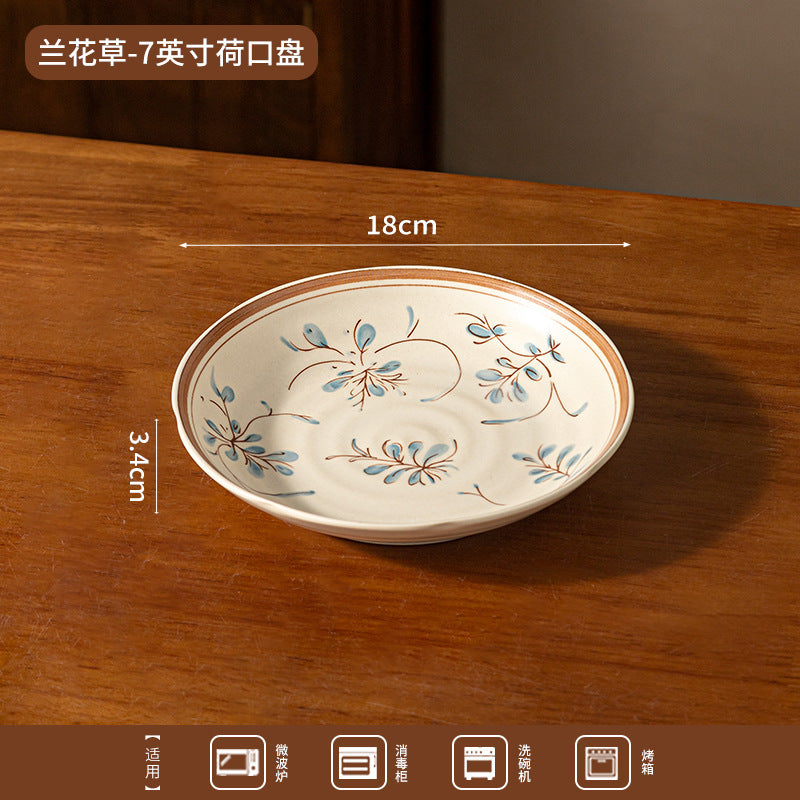 新中式陶瓷套装批发碗盘复古高颜值釉下彩米饭碗菜盘餐具礼盒装