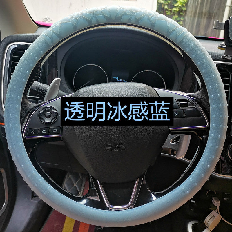 跨境几何纹防滑硅胶方向盘套汽车D圆形通用弹性颗粒防晒加厚把套