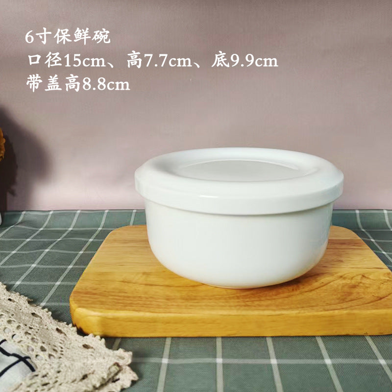 蒸蛋碗家用陶瓷带盖窝盘宝宝隔水炖盅蒸菜烤箱微波纯白骨瓷保鲜碗