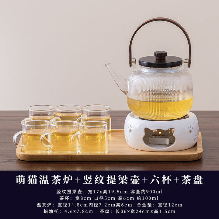 水果茶壶茶杯耐热玻璃花茶壶套装蜡烛加热下午茶休闲厅美容院茶具