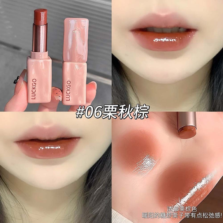 LUCKGO清透水光精华口红滋润保湿不易掉色镜面学生伪素颜显白唇膏