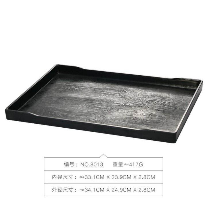 密胺托盘仿木纹餐饮餐具商用塑料端茶盘长方形食品级餐具套装特大