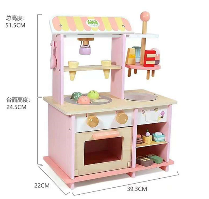 丹麦儿童过家家岁6厨房煮饭玩具仿真声光冰箱套装模拟做饭木灶台