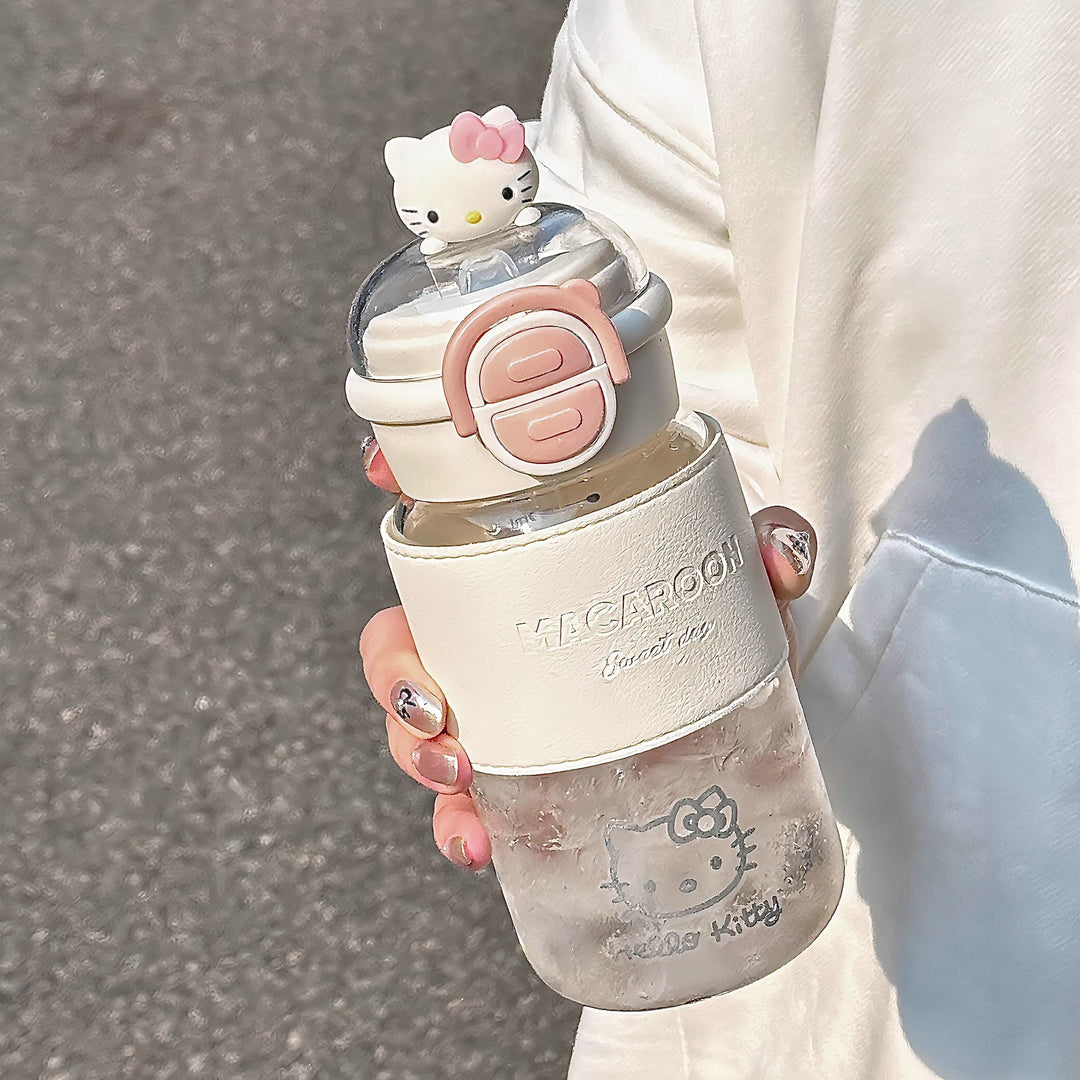双饮玻璃水杯女生ins高颜值耐高温防烫可爱轻奢高级感带吸管杯子