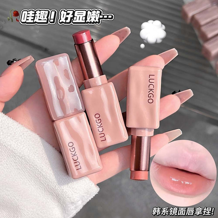 LUCKGO清透水光精华口红滋润保湿不易掉色镜面学生伪素颜显白唇膏