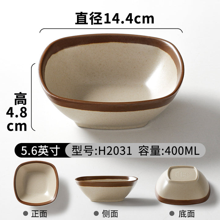 祥源美密胺创意复古餐具商用餐厅饭店火锅店盘子菜盘仿瓷塑料面碗