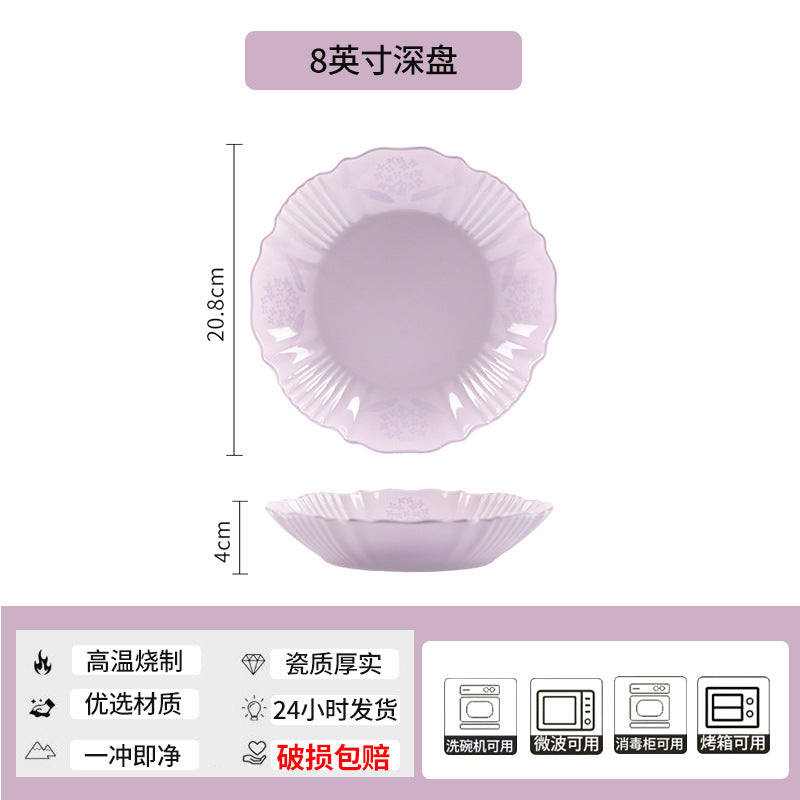 Purple Ceramic Bowl & Plate Dinnerware Set – High-Quality Home Tableware