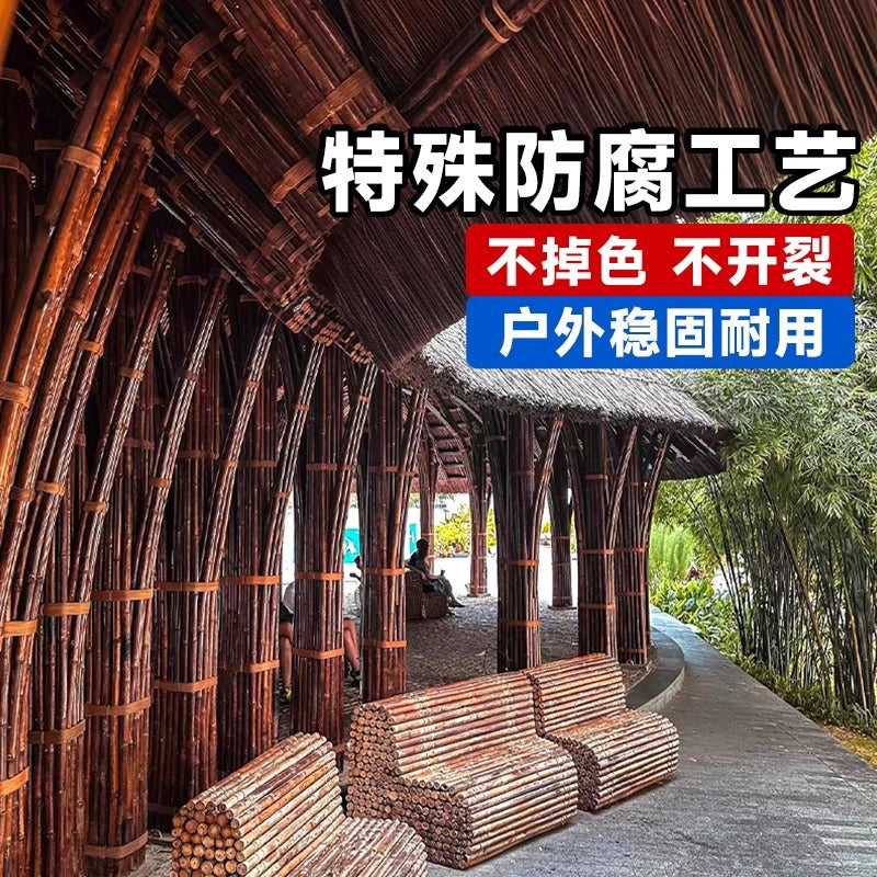 碳化竹竿防腐竹子庭院装饰围栏竹篱笆隔断民宿搭架菜园竹杆爬藤架
