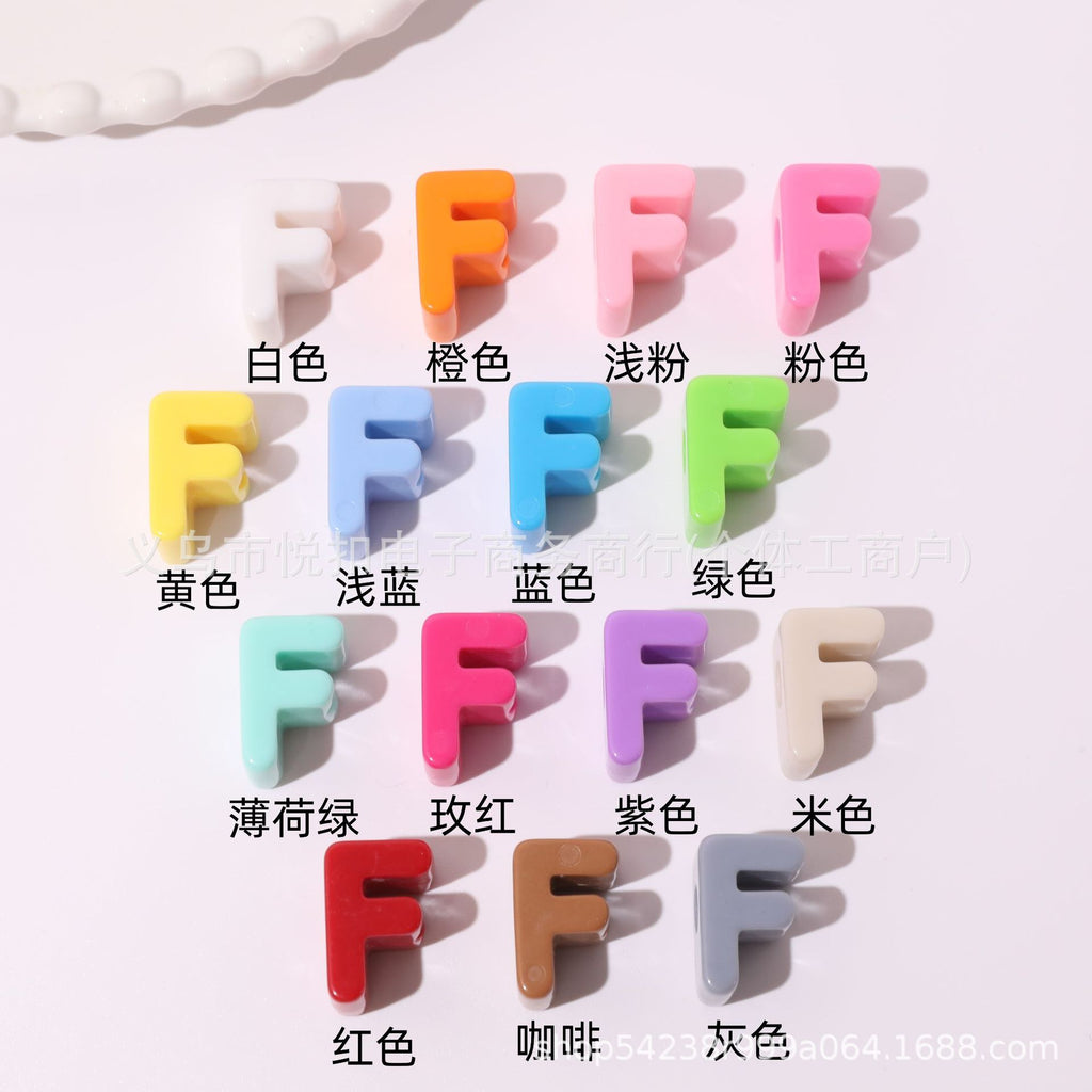 孔6mm亚克力英文字母珠马卡龙多巴胺手工串珠直孔散珠DIY包包挂件